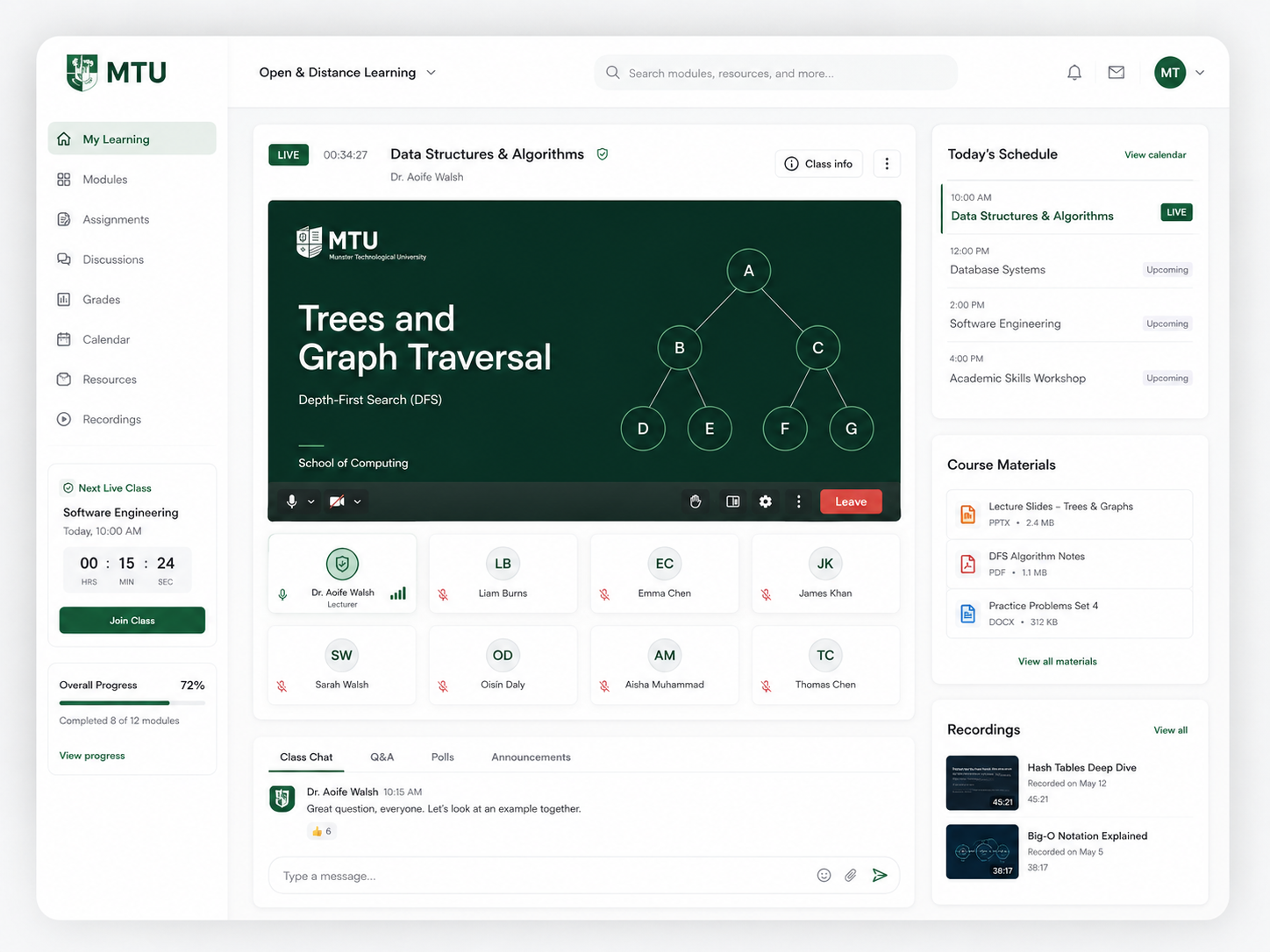 Mountain Top University LMS Interface