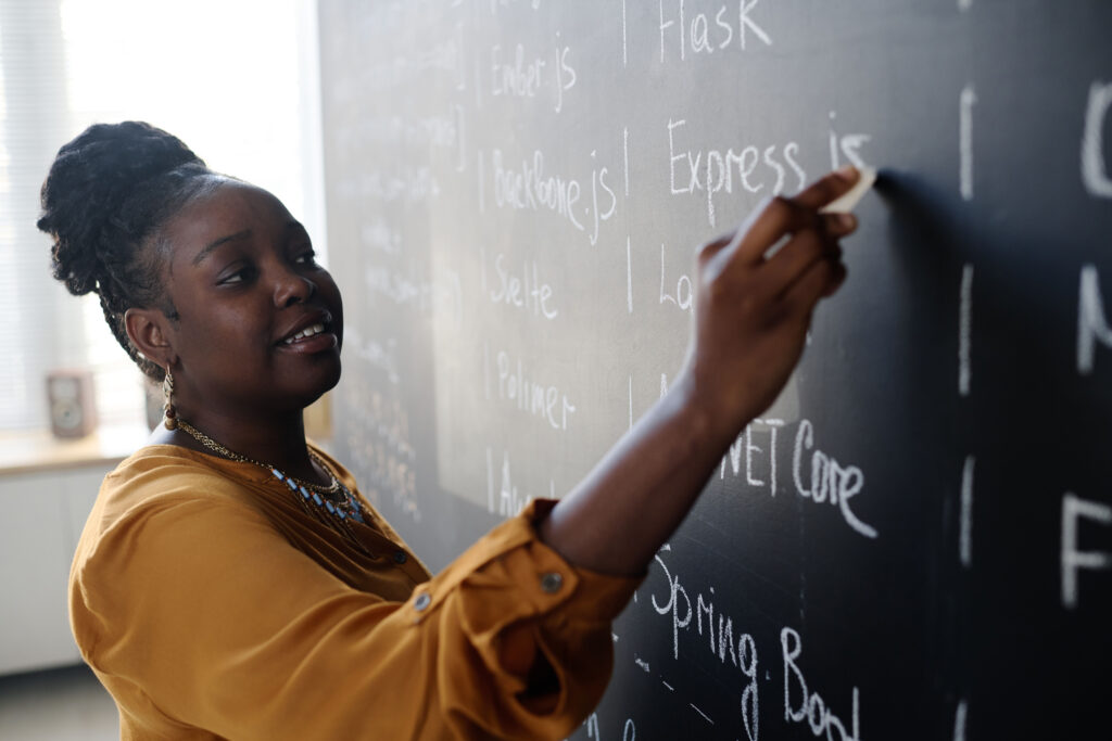 Nigerian classroom with modern digital learning elements